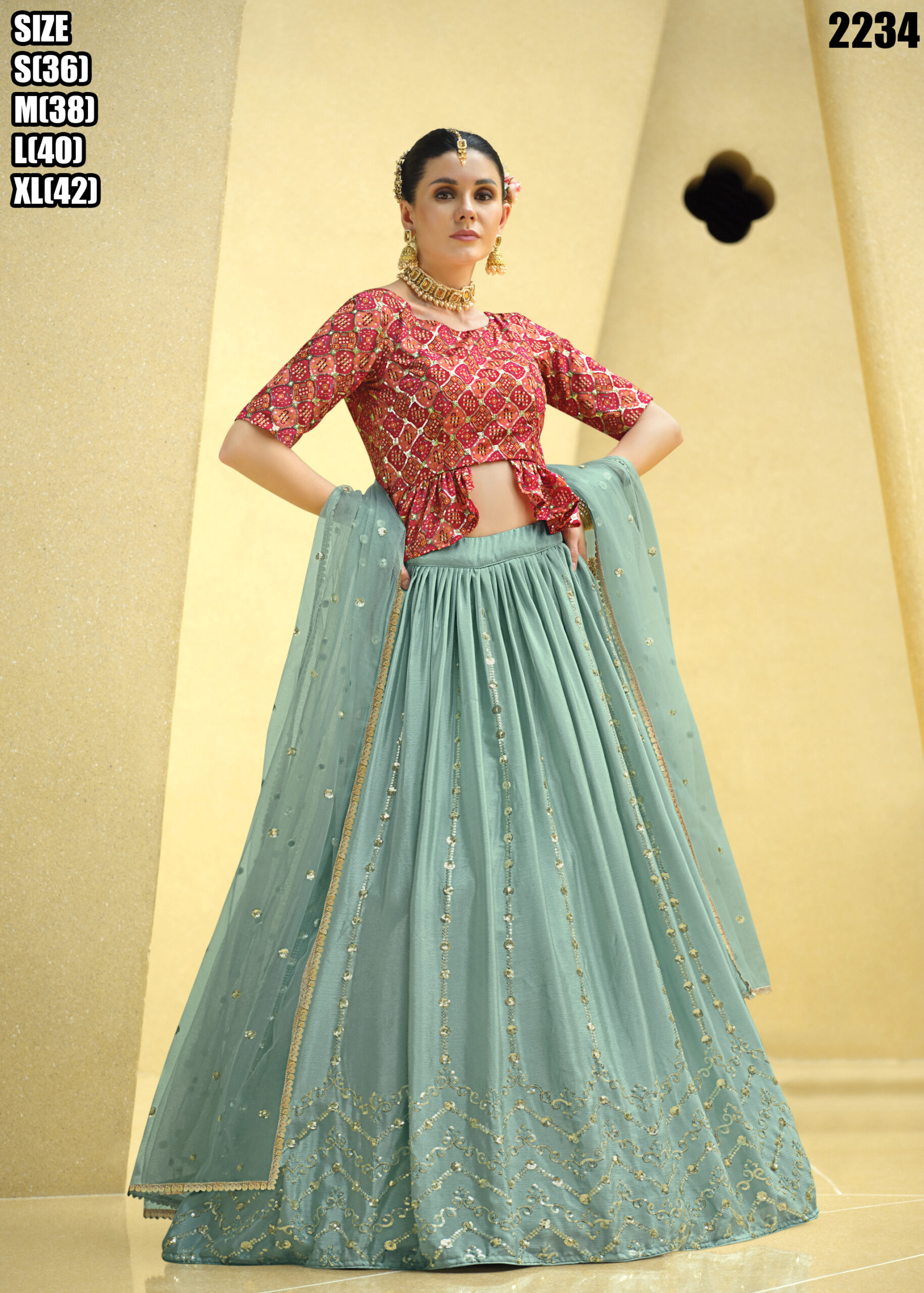 Present Chinnon Silk Stitched Embroidery Lehenga Choli Collection.