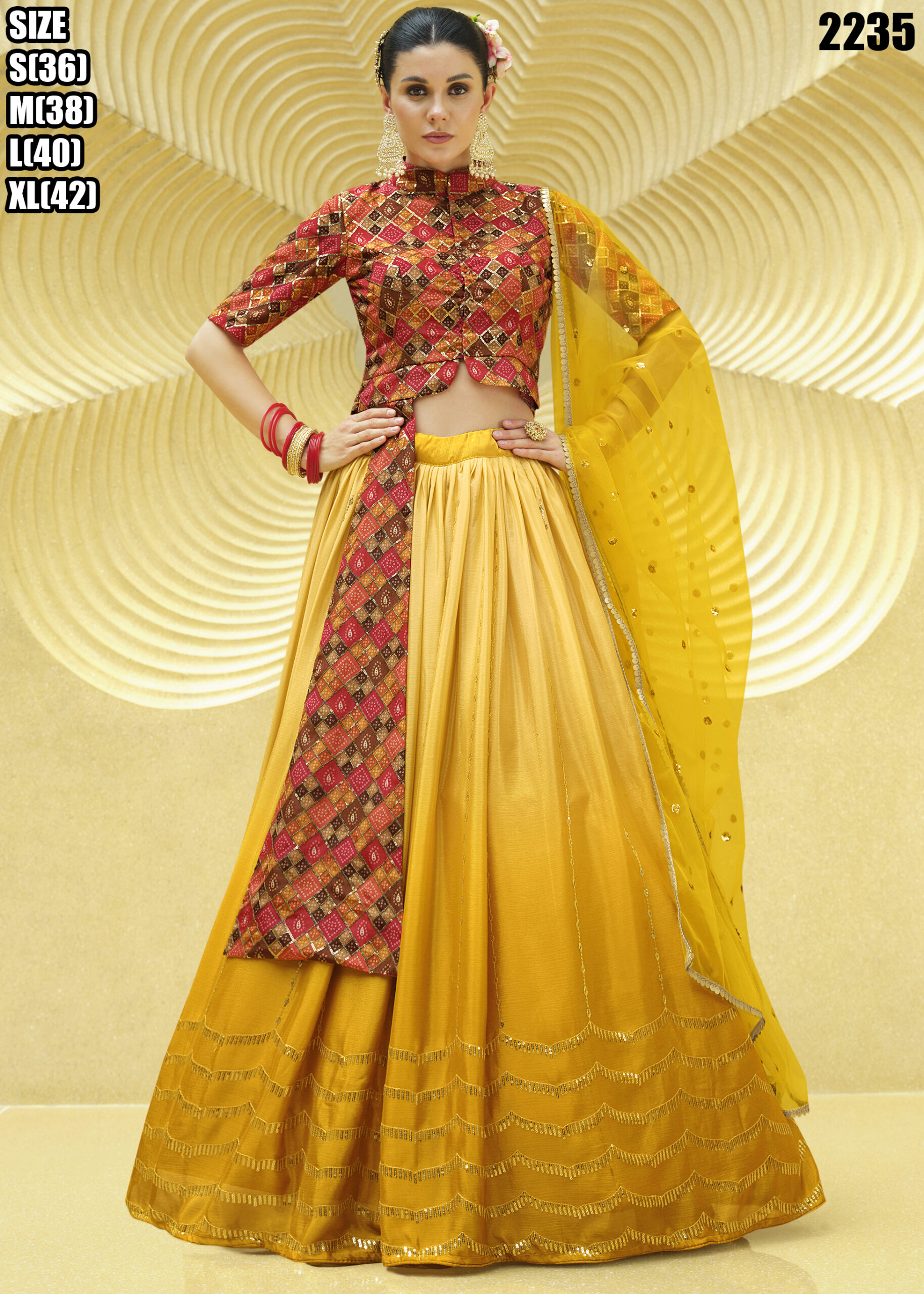 Present Chinnon Silk Stitched Embroidery Lehenga Choli Collection.