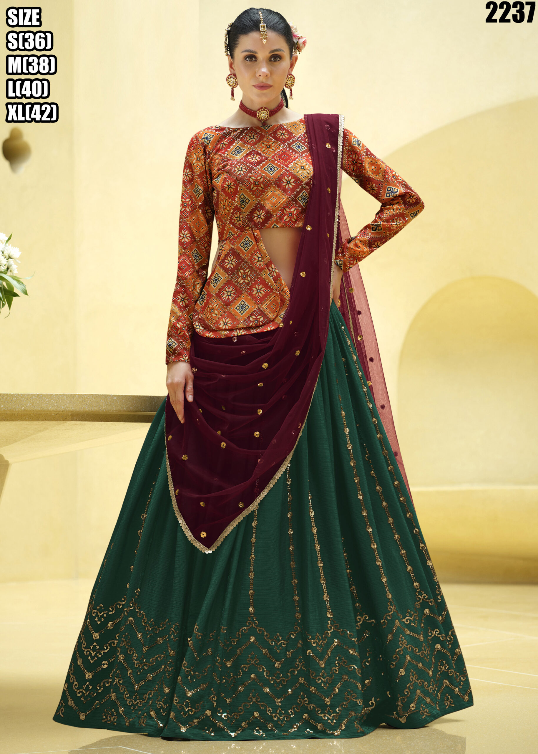 Present Chinnon Silk Stitched Embroidery Lehenga Choli Collection.