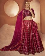 Velvet Traditional Semi Stitched Lehenga Choli