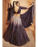 Velvet Traditional Semi Stitched Lehenga Choli