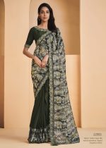 Satin Crepe Silk With Embroidery Sequins & Stone Work Designer Un Stitched Saree