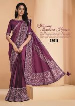 Satin Crepe Silk With Embroidery Sequins & Stone Work Designer Un Stitched Saree