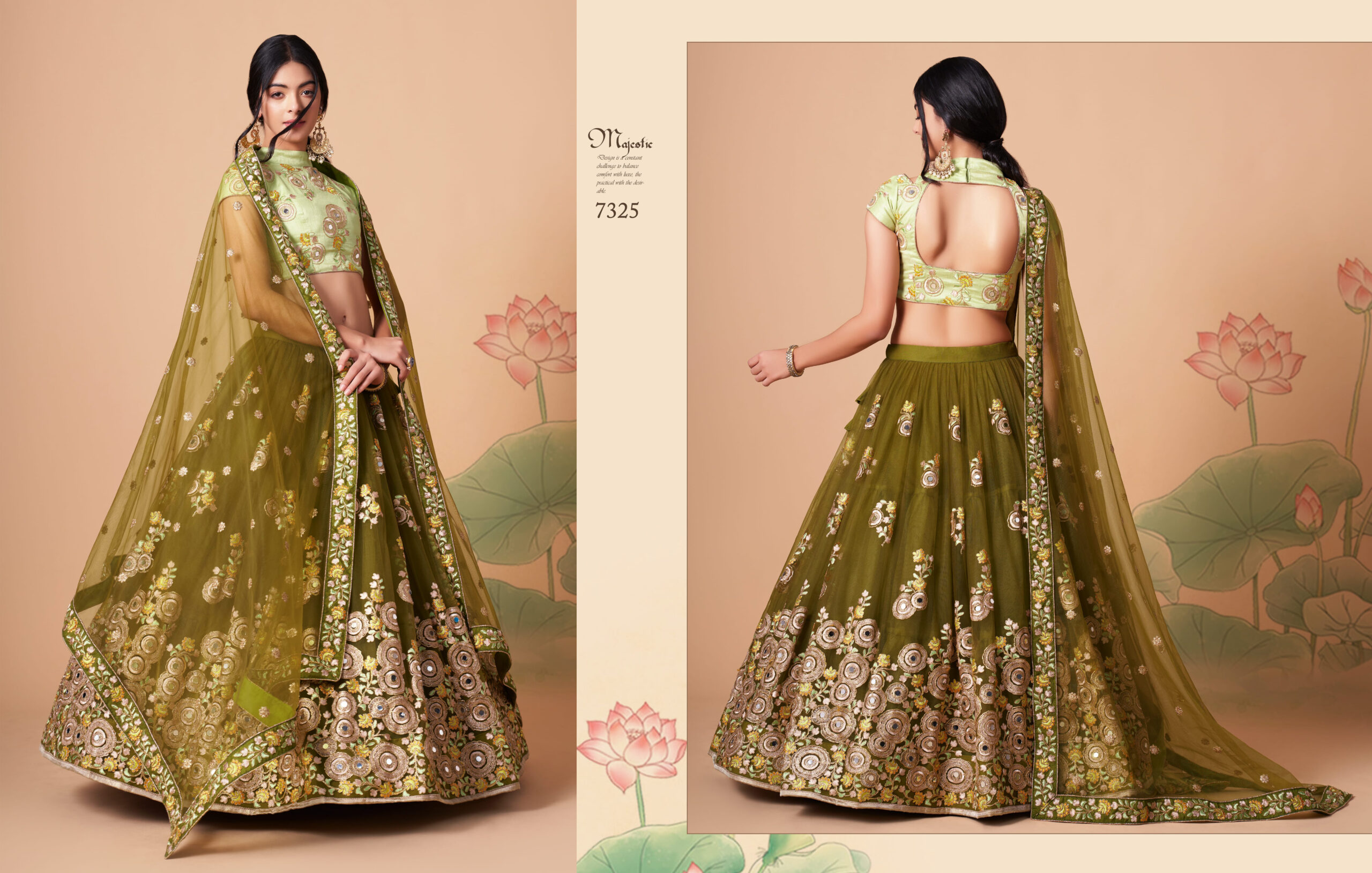 Glamorous Mirror Work Net Wedding Wear Lehenga Choli