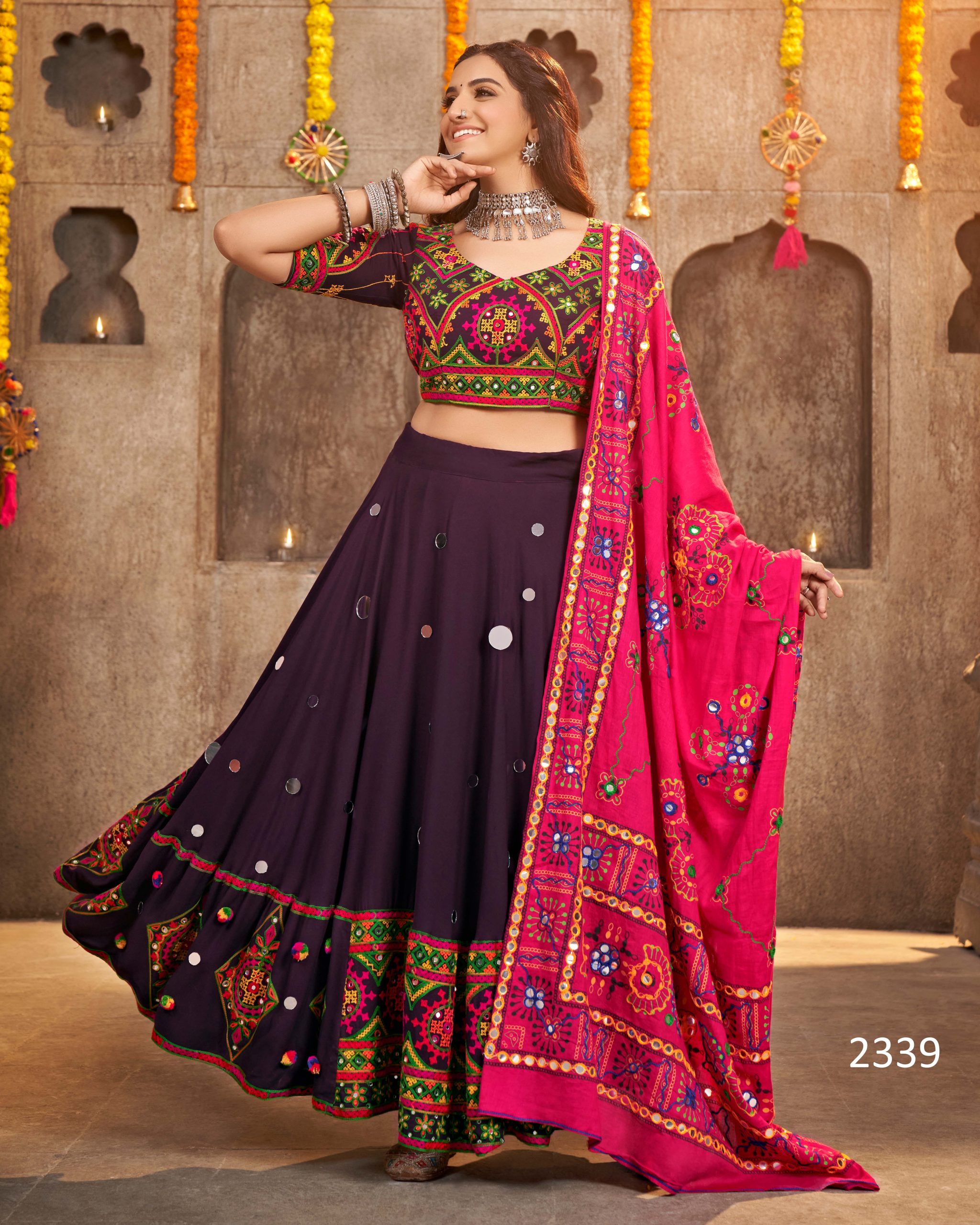 Enchanting Navratri: Unleash Your Inner Goddess With Our Dazzling Collection Of Chaniya Cholis, Lehengas, And Exquisite Accessories.