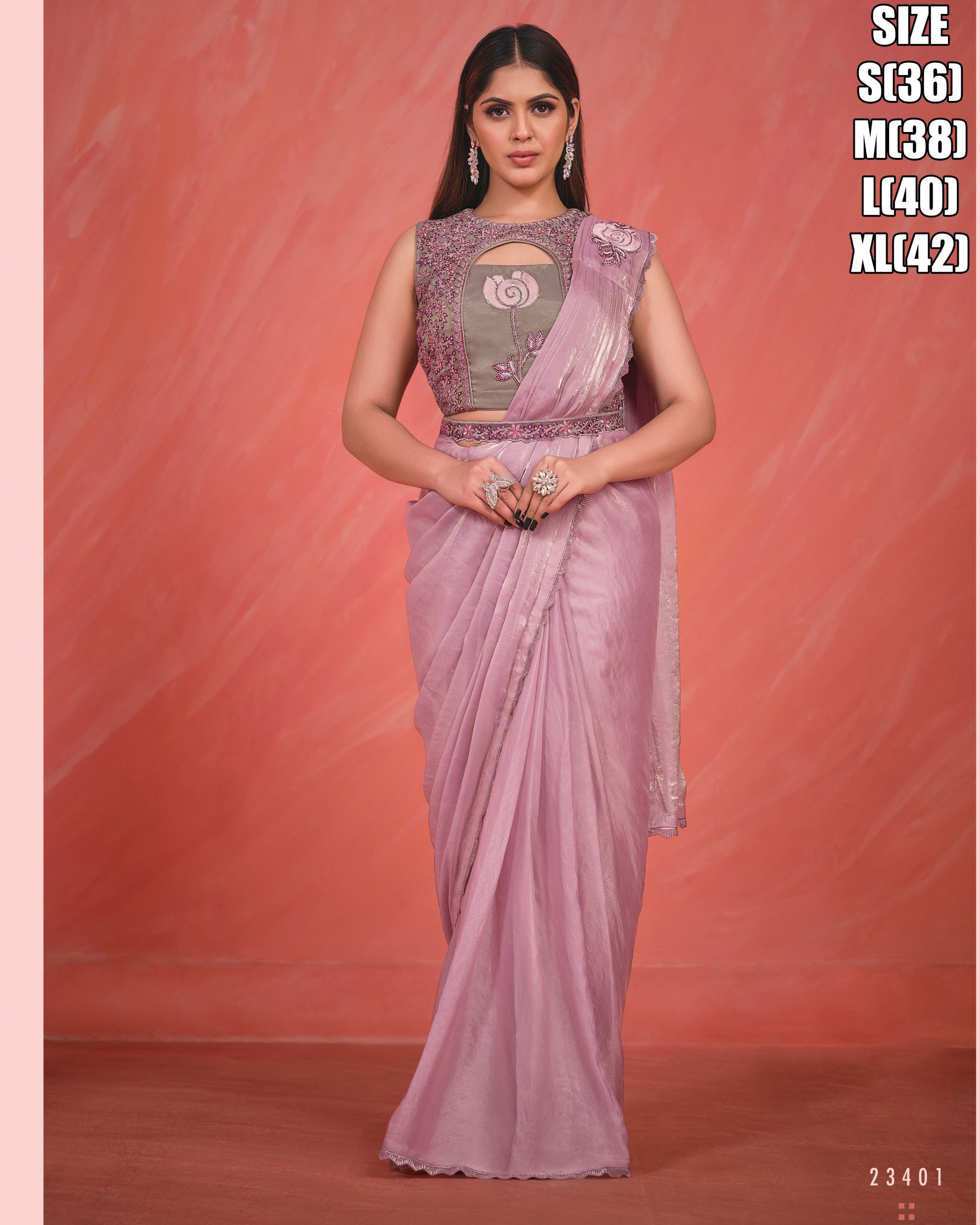 Women's Fancy Wedding Wear Embrodiery Ready To Wear Saree With Blouse