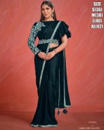 Women's Fancy Wedding Wear Embrodiery Ready To Wear Saree With Blouse