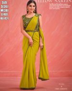 Women's Fancy Wedding Wear Embrodiery Ready To Wear Saree With Blouse