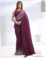 Women's Fancy Wedding Wear Embrodiery Ready To Wear Saree With Blouse
