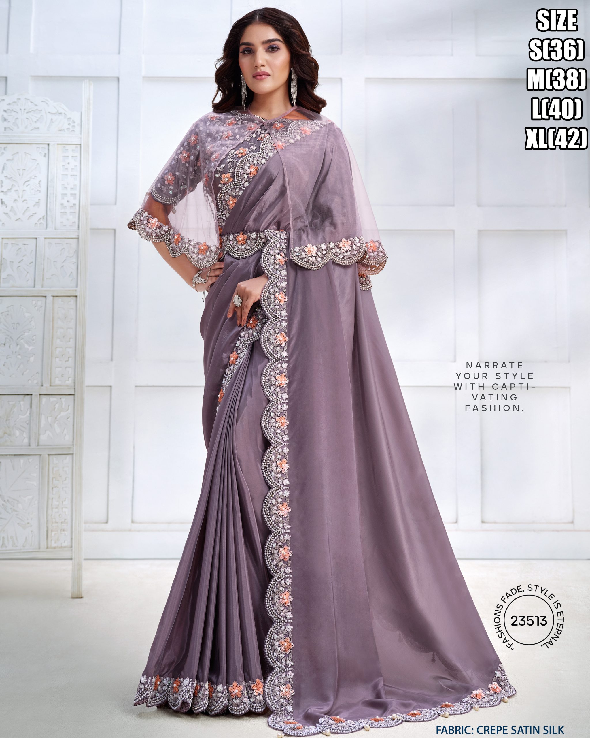 Women's Fancy Wedding Wear Embrodiery Ready To Wear Saree With Blouse