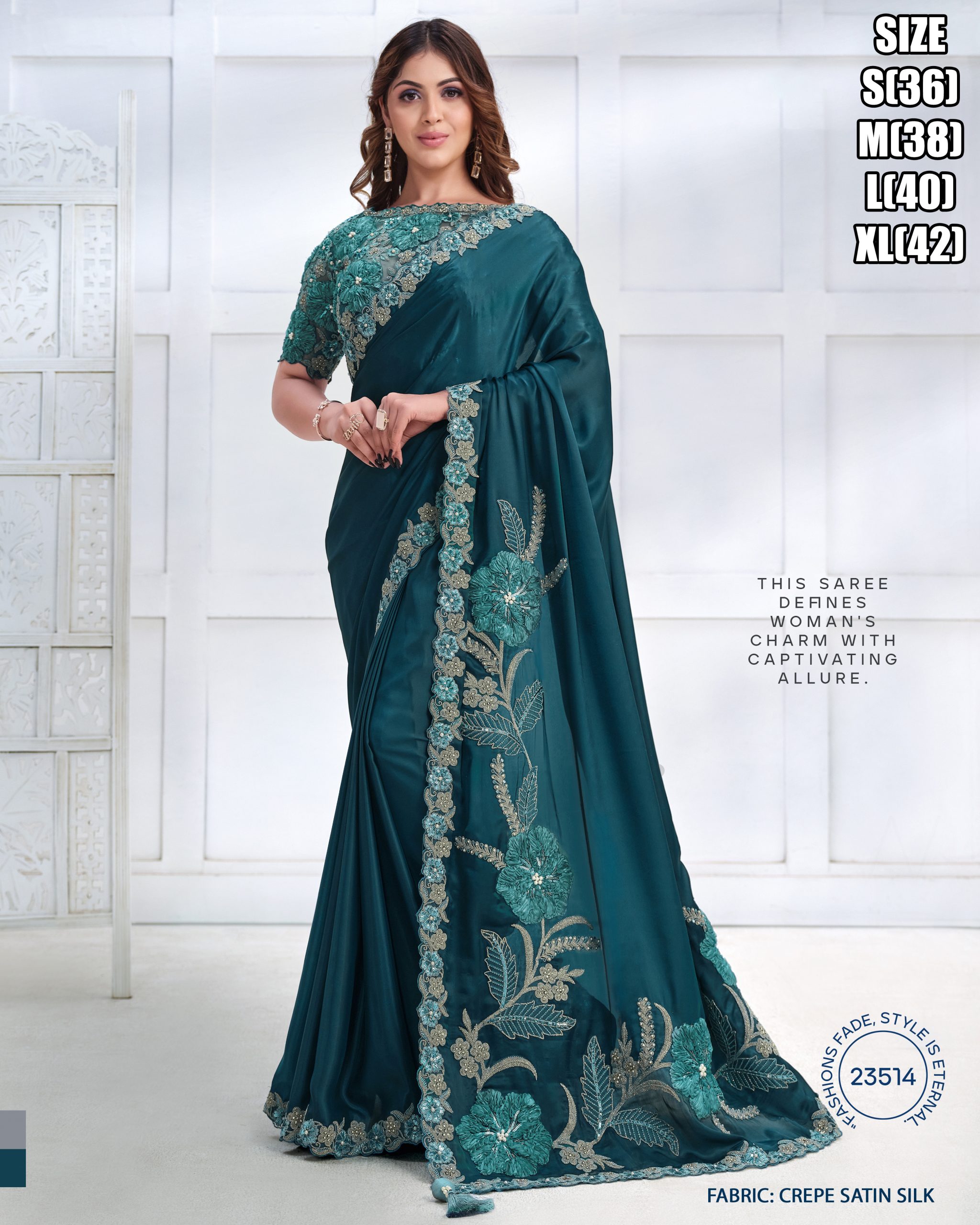 Women's Fancy Wedding Wear Embrodiery Ready To Wear Saree With Blouse