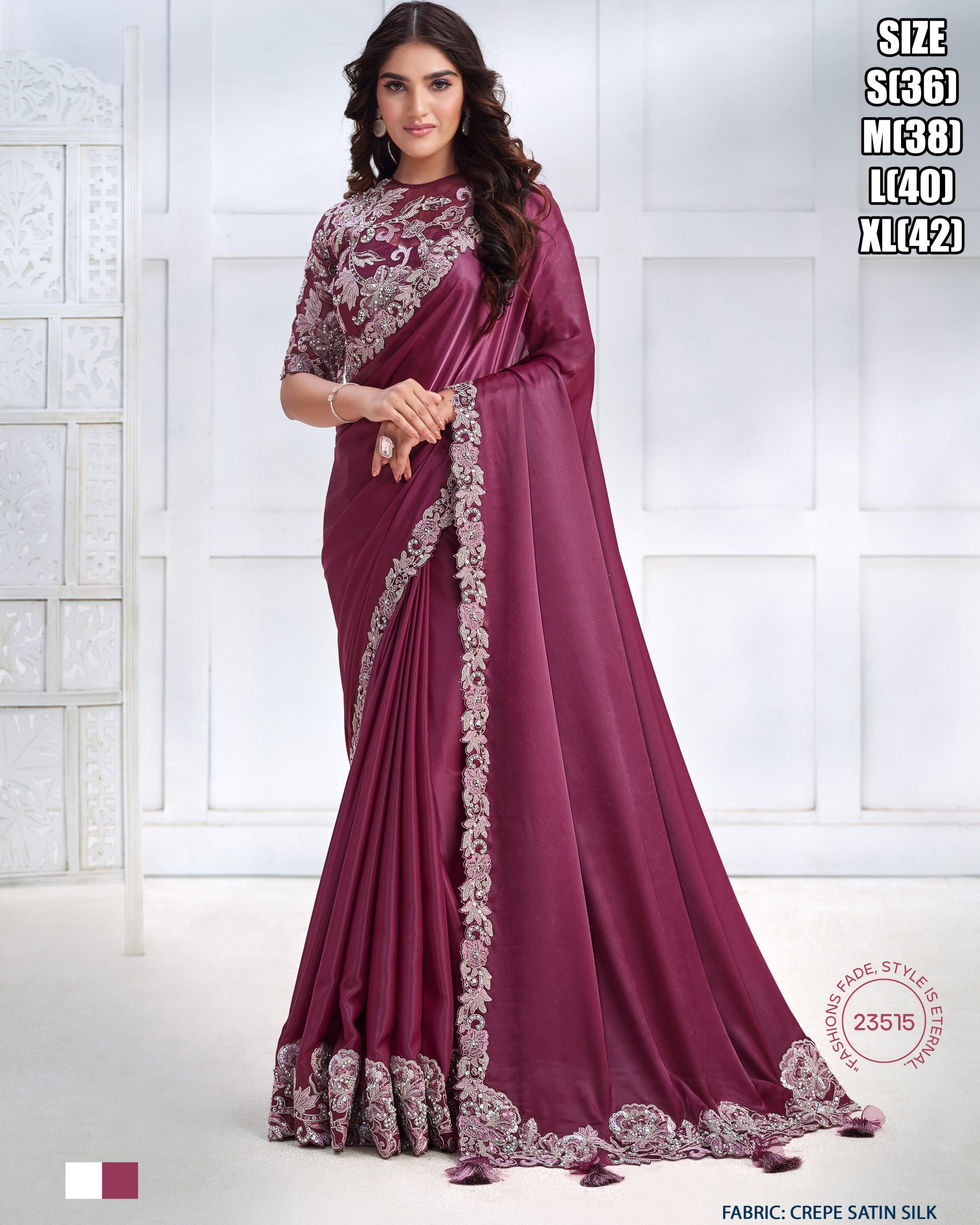 Women's Fancy Wedding Wear Embrodiery Ready To Wear Saree With Blouse