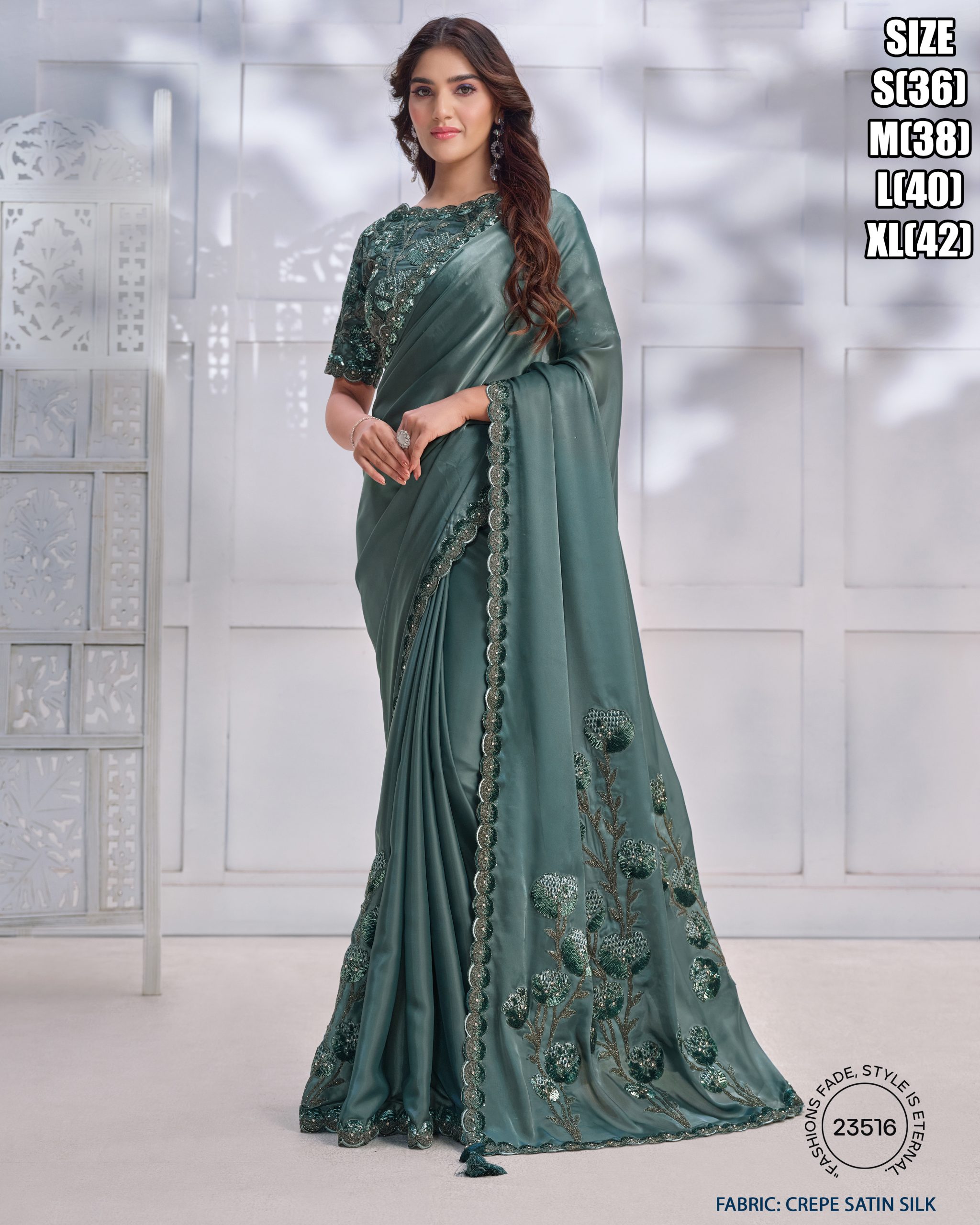 Women's Fancy Wedding Wear Embrodiery Ready To Wear Saree With Blouse