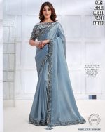 Women's Fancy Wedding Wear Embrodiery Ready To Wear Saree With Blouse