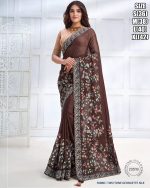 Women's Fancy Wedding Wear Embrodiery Ready To Wear Saree With Blouse