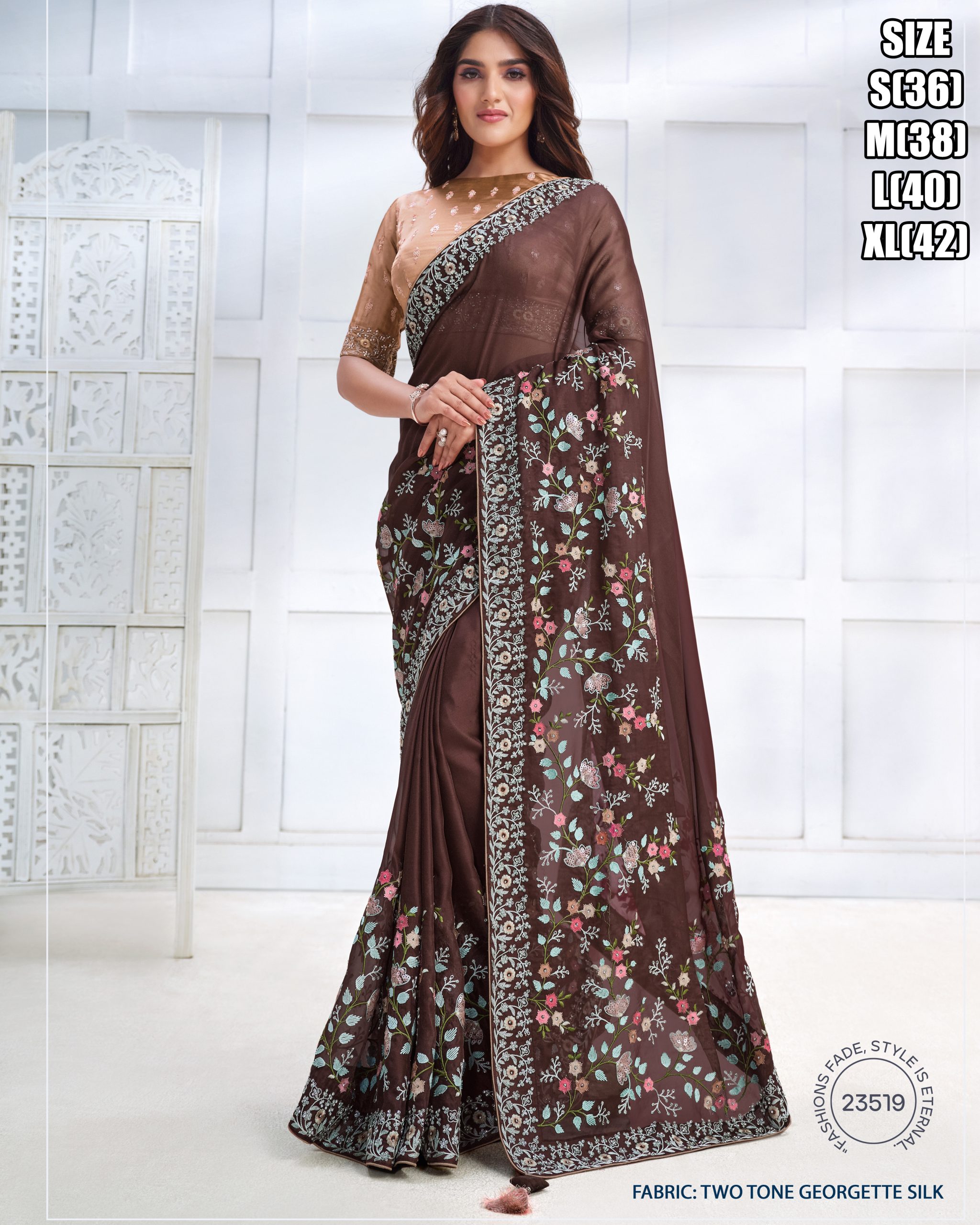 Women's Fancy Wedding Wear Embrodiery Ready To Wear Saree With Blouse