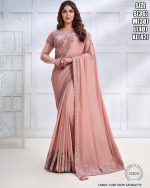 Women's Fancy Wedding Wear Embrodiery Ready To Wear Saree With Blouse