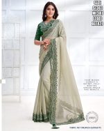 Women's Fancy Wedding Wear Embrodiery Ready To Wear Saree With Blouse