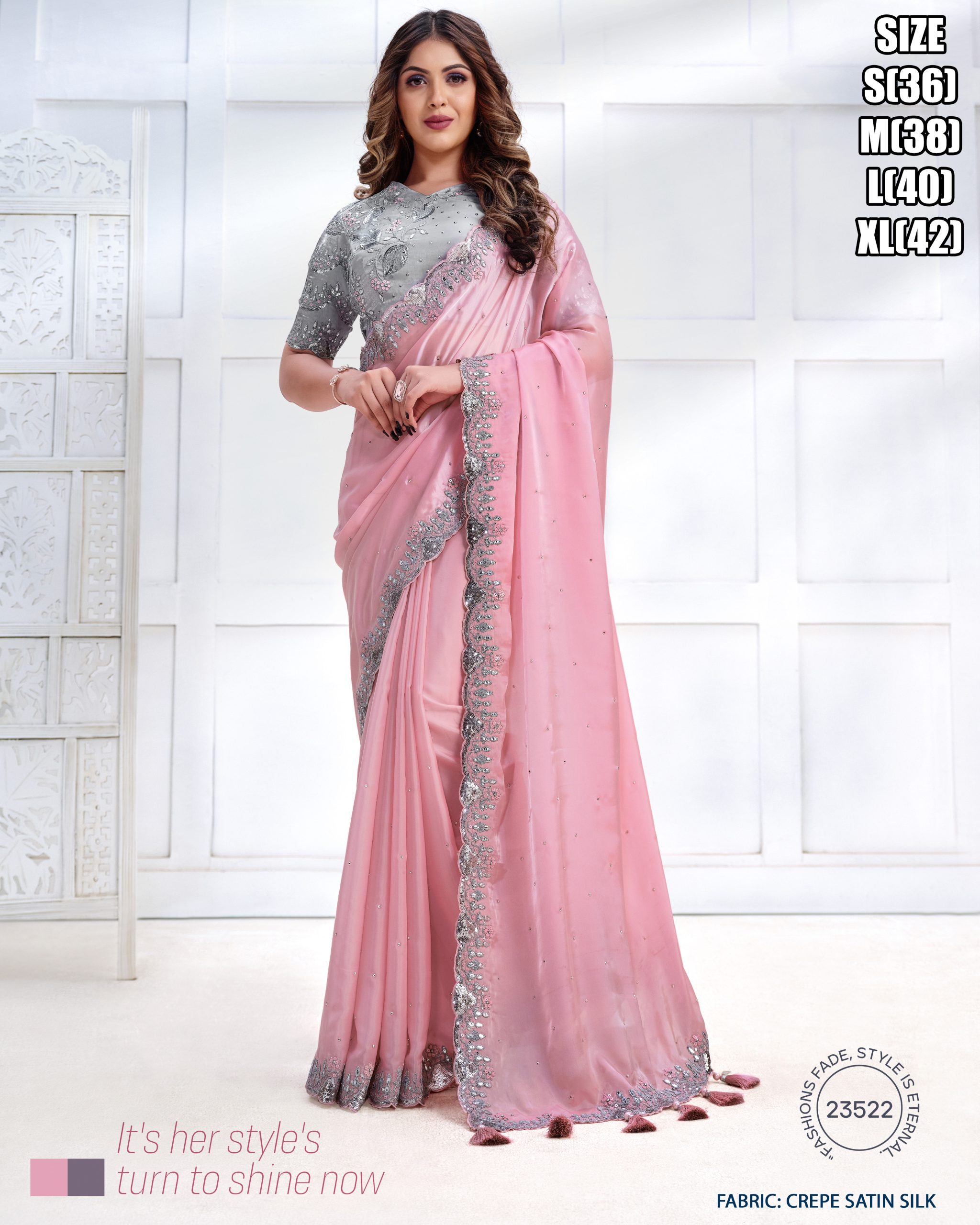 Women's Fancy Wedding Wear Embrodiery Ready To Wear Saree With Blouse