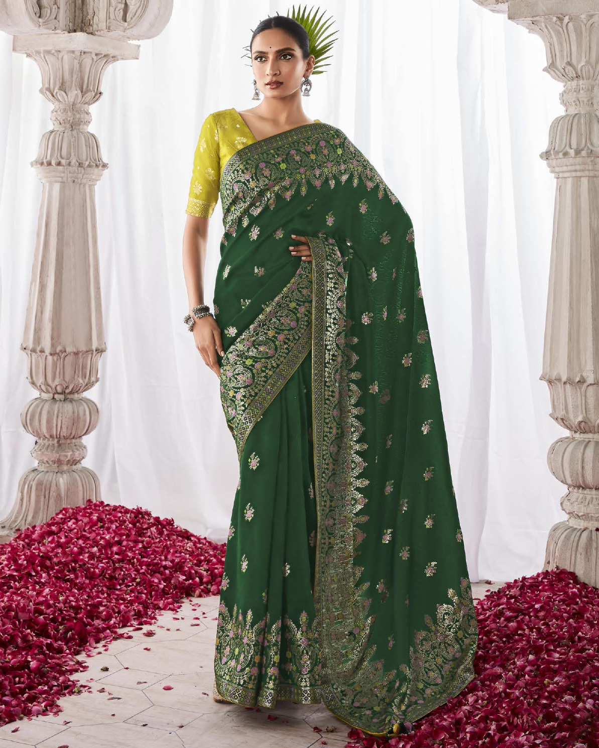 Women's Wedding Wear Fancy Embroidery Saree WIth Blouse