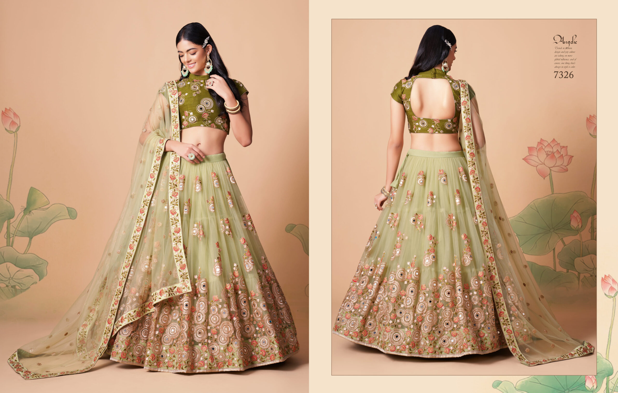 Glamorous Mirror Work Net Wedding Wear Lehenga Choli