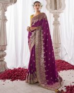 Women's Wedding Wear Fancy Embroidery Saree WIth Blouse