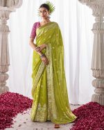 Women's Wedding Wear Fancy Embroidery Saree WIth Blouse