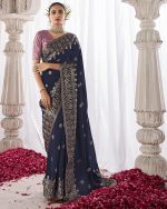 Women's Wedding Wear Fancy Embroidery Saree WIth Blouse