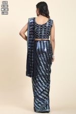 Women's Ready to wear Pure Georgette Multi Sequence Partywear Saree With Blouse With Belt