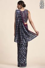 Women's Ready to wear Pure Georgette Multi Sequence Partywear Saree With Blouse With Belt