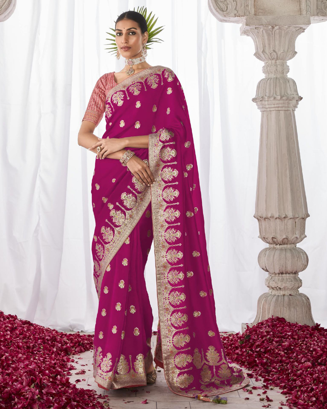 Women's Wedding Wear Fancy Embroidery Saree WIth Blouse