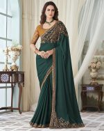 Women's Designer Milona Silk Embroidery Unstitched Saree With Blouse
