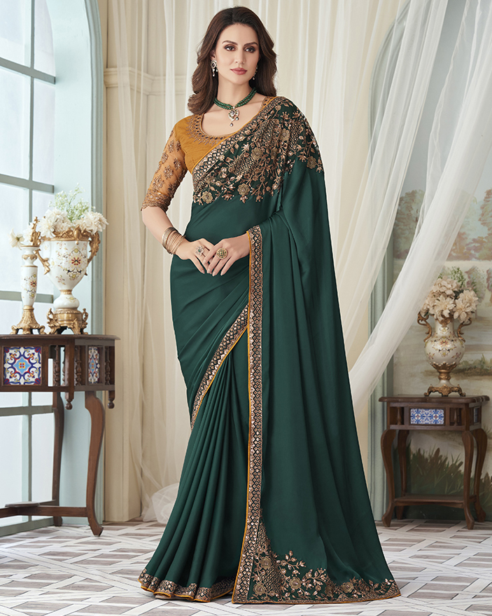 Women's Designer Milona Silk Embroidery Unstitched Saree With Blouse