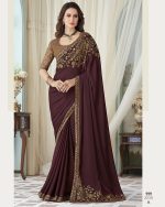 Women's Designer Milona Silk Embroidery Unstitched Saree With Blouse