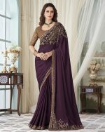 Women's Designer Milona Silk Embroidery Unstitched Saree With Blouse