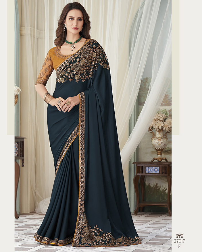 Women's Designer Milona Silk Embroidery Unstitched Saree With Blouse