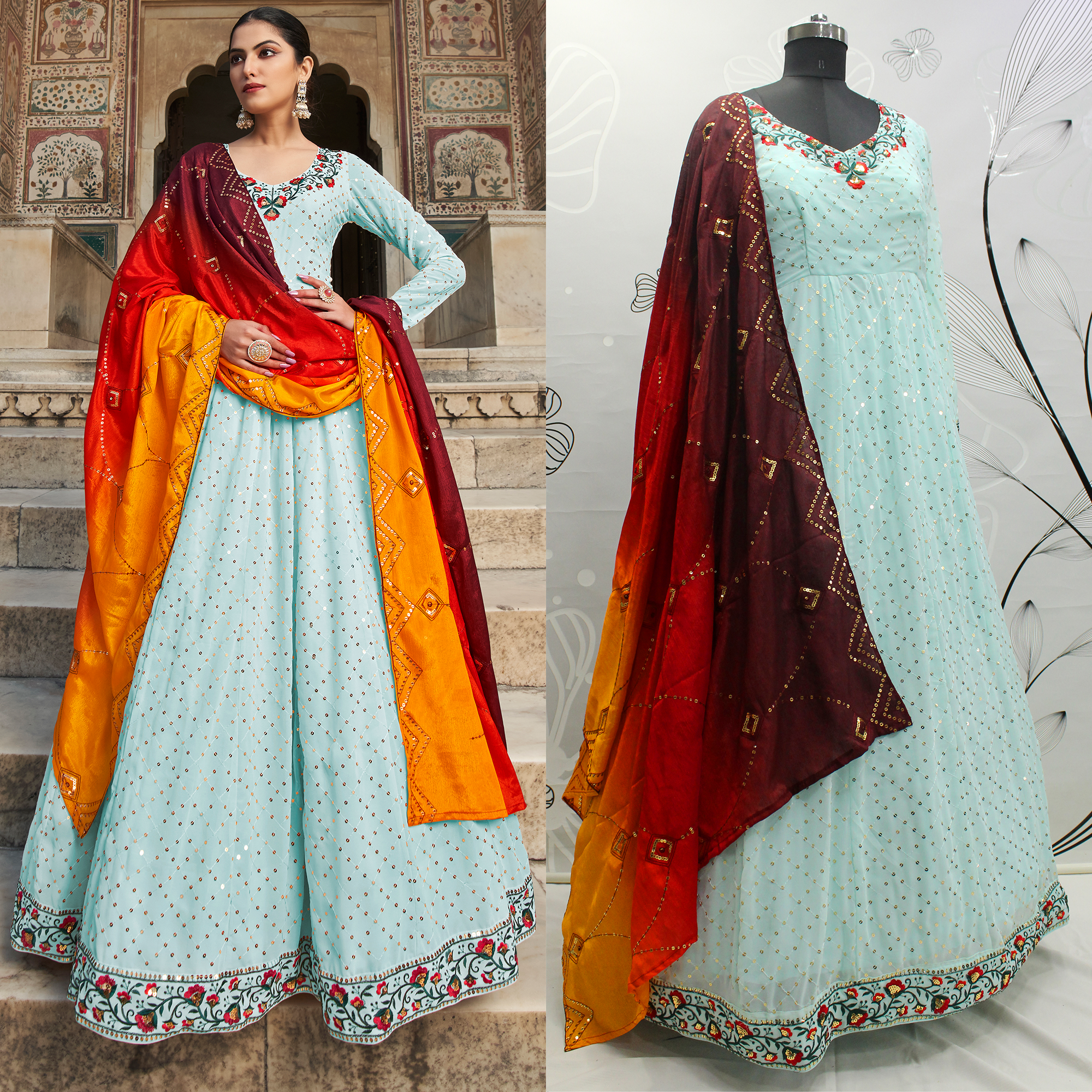 Buy Readymade Georgette Lehenga Blouse Design For Women