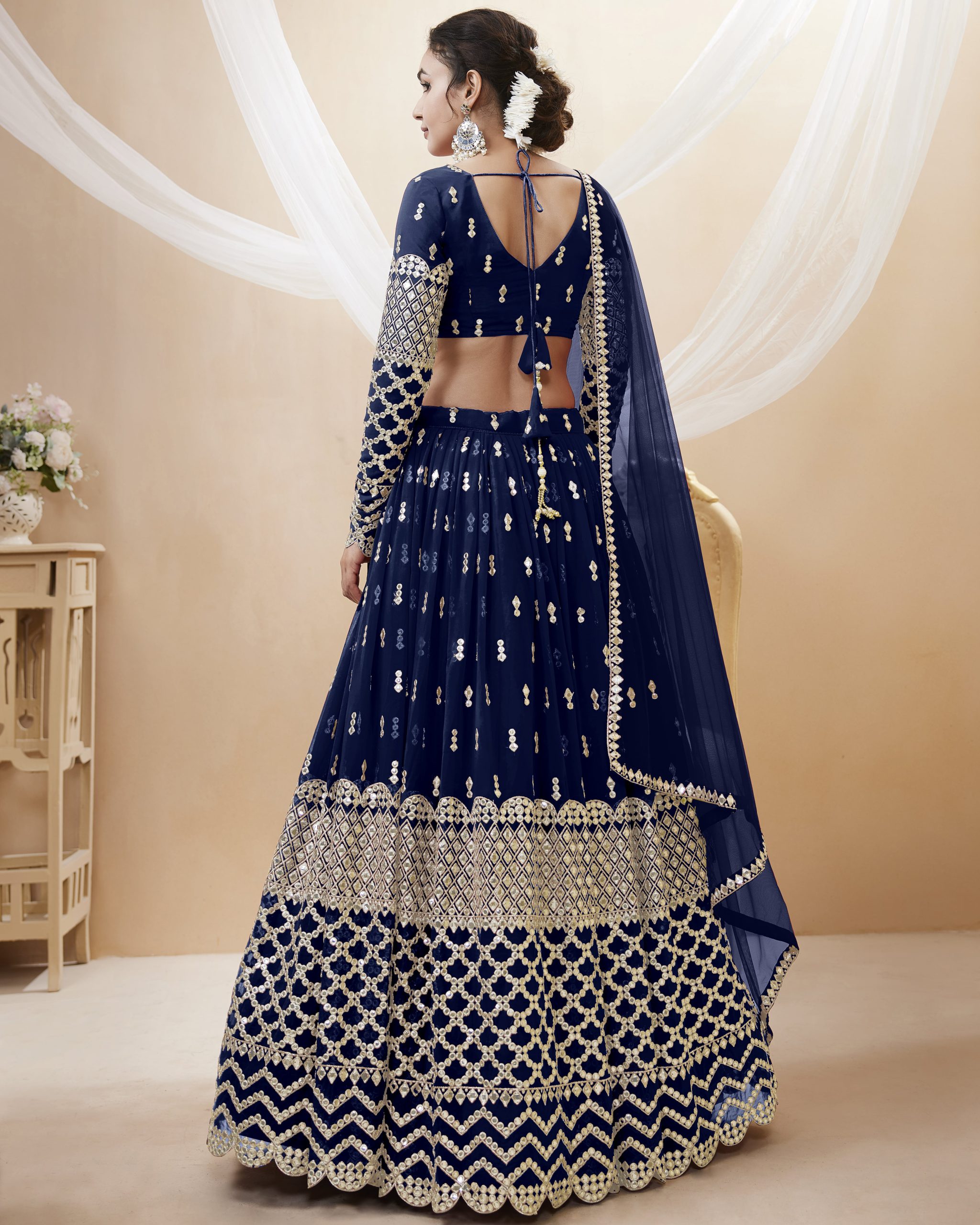 Create Your Dream Lehenga Semi-stitched Georgette Lehenga Fabric Georgette Choli And Georgette Dupatta Embellished With Sequin Embroidery