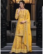 Party Wear Chinnon Semi Stitched Embroidery Salwar Kameez Collection