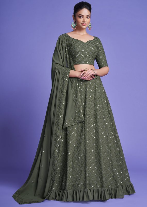 Present Georgette Semi Stitched Wedding Lehenga Catalog