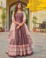 Step into Glamour Flaunt Ready-to-Wear Gown in Killer Silk Adorned with Stunning Digital Patola Print and Can-Can Net