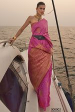 Elevate Your Ethnic Wardrobe With Our Unstitched Satin Pastel Two-tone Handloom Saree And Blouse Set