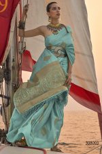 Elevate Your Ethnic Wardrobe With Our Unstitched Satin Pastel Two-tone Handloom Saree And Blouse Set