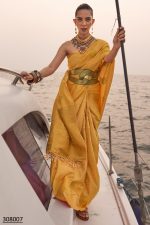 Elevate Your Ethnic Wardrobe With Our Unstitched Satin Pastel Two-tone Handloom Saree And Blouse Set