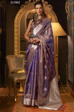 Designer Two-tone Handloom Weaving Organza Unstitched Saree With Blouse