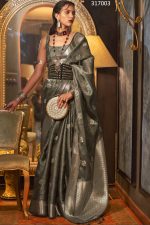 Designer Two-tone Handloom Weaving Organza Unstitched Saree With Blouse