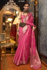 Designer Two-tone Handloom Weaving Organza Unstitched Saree With Blouse