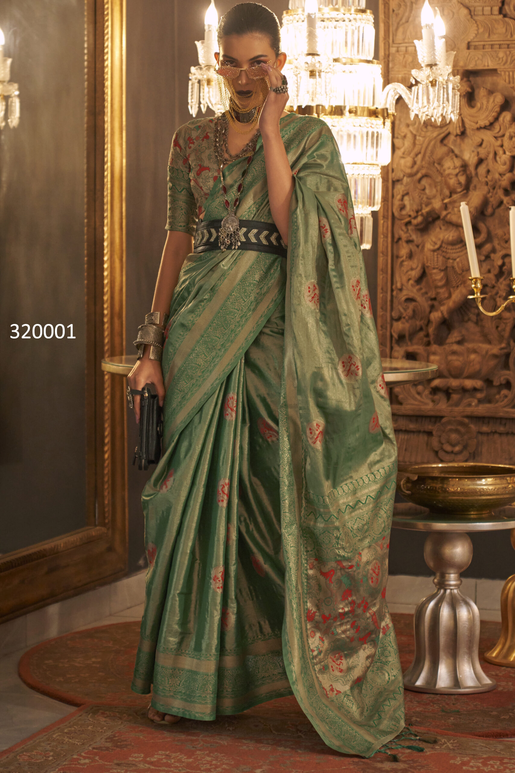 Designer Zari Based Handloom Weaving Organza Unstitched Saree With Blouse