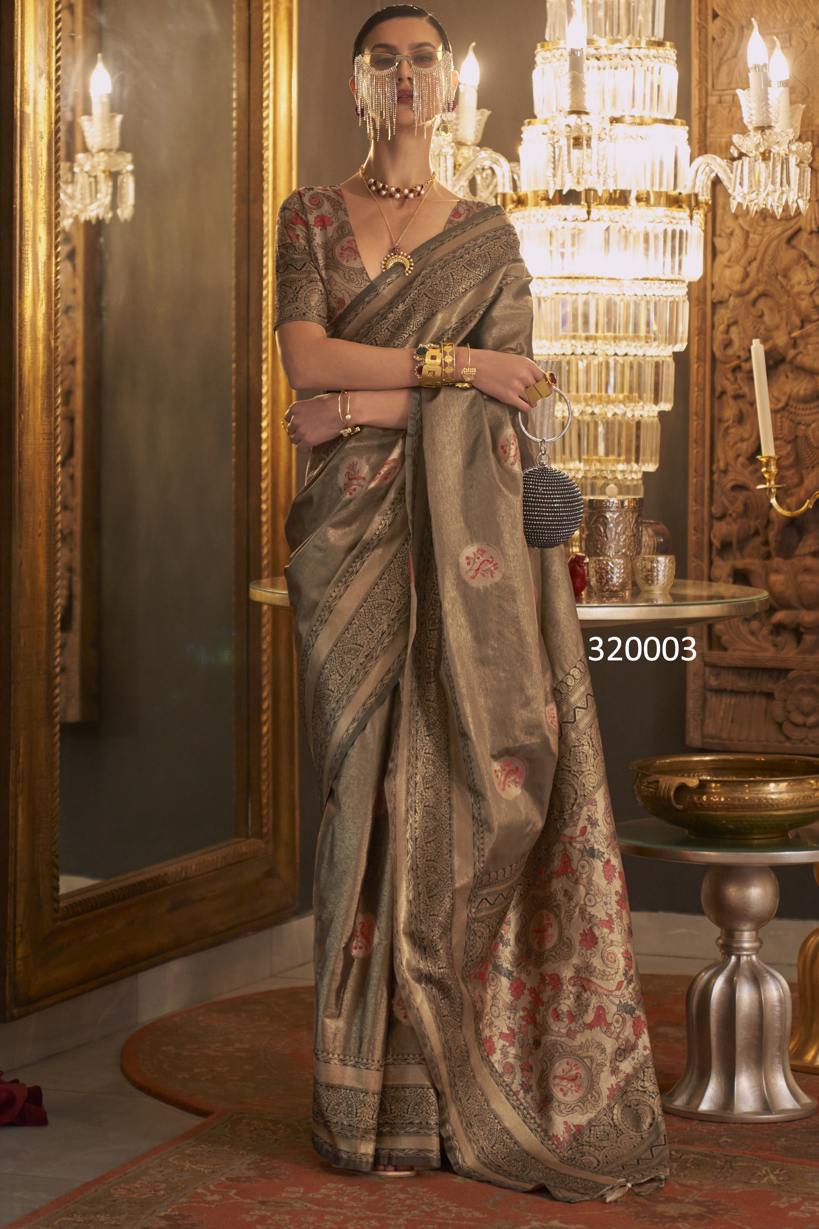 Designer Zari Based Handloom Weaving Organza Unstitched Saree With Blouse