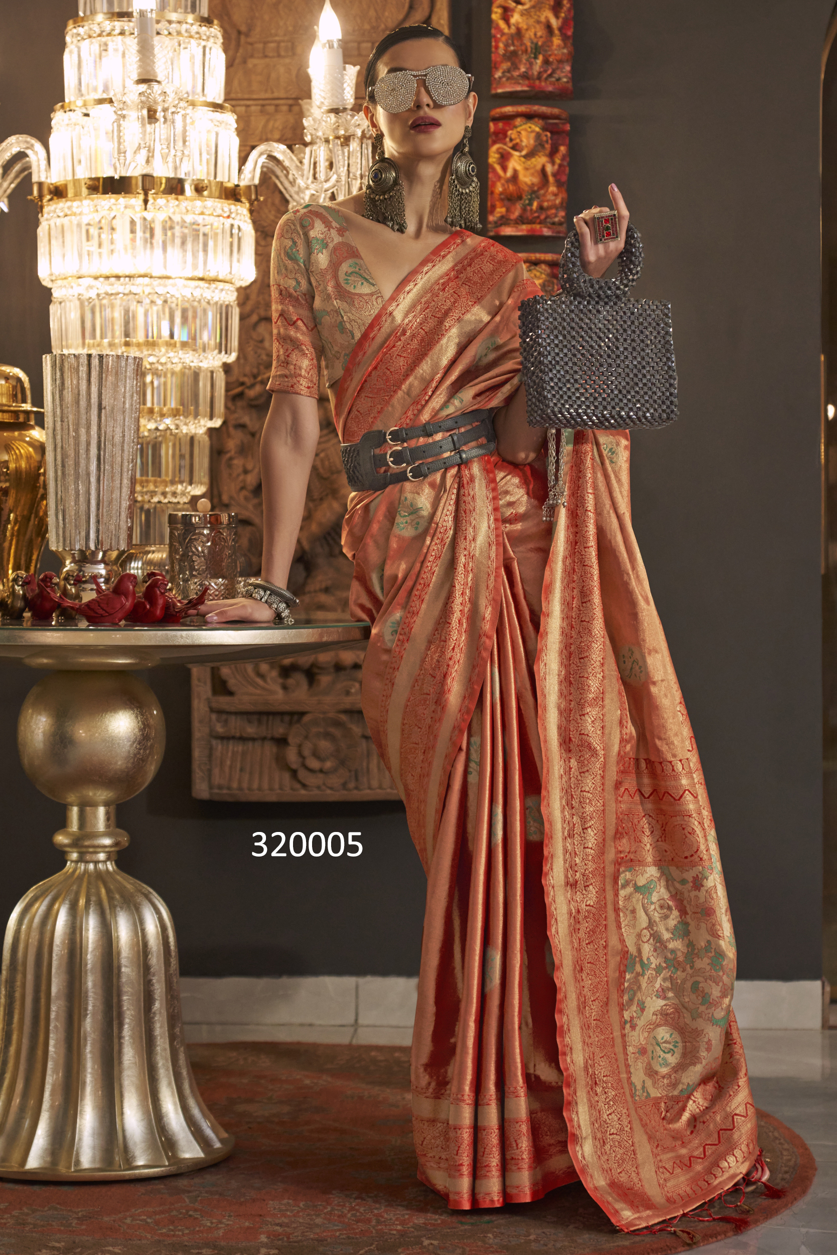 Designer Zari Based Handloom Weaving Organza Unstitched Saree With Blouse